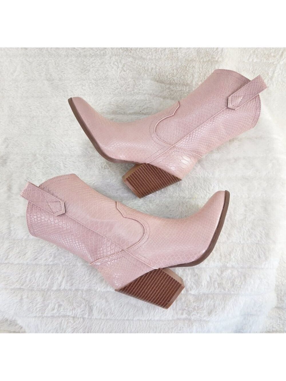 Dusty Pink Western Cowgirl Cow Boy Ankle Boots Slayer - Picture 10 of 10